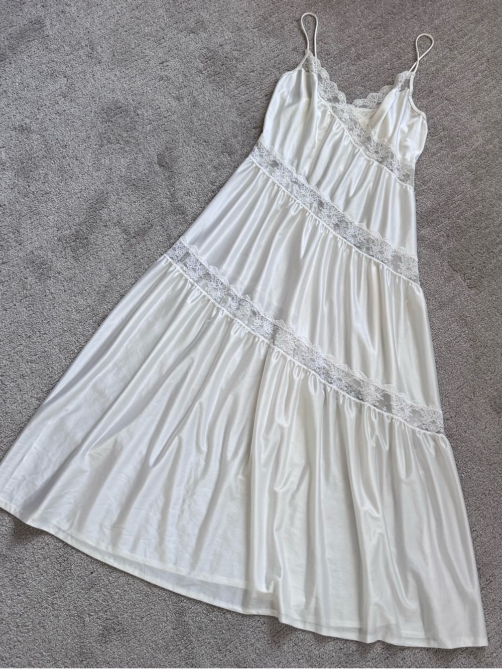 Vintage 70s Henson Kickernick White Lace Slip Dress Nightgown Bridal M - Picture 8 of 11